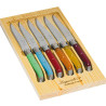 Cutting board with 6 Laguiole knives ABS in assorted colors handles