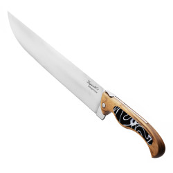 Laguiole Chef's Knife 25 cm with Olive Wood Handle and Bird Design