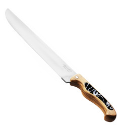 Laguiole Chef's Knife 25 cm with Olive Wood Handle and Bird Design