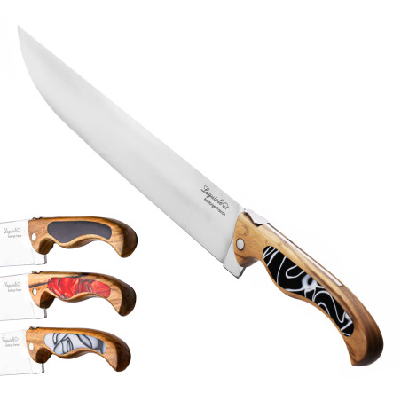 Laguiole Chef's Knife 25 cm with Olive Wood Handle and Bird Design