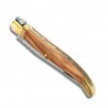 One part Laguiole knife with Olive Wood handle, 11 cm + Black Finest quality leather sheath