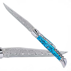 Laguiole turquoise damascus with corkscrew