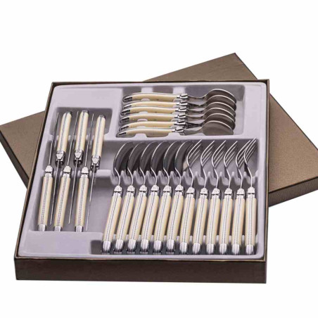 Laguiole 24-piece white cutlery set