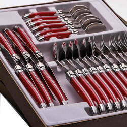 Laguiole 24-piece cutlery set in red