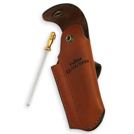 Personalized leather sheath for Laguiole