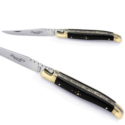Laguiole knife with Ebony Wood handle and brass bolsters