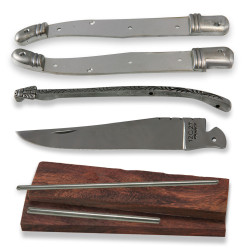 Laguiole folding knife kit with 2 stainless steel bolsters