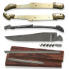Folding Laguiole knife kit with corkscrew and 2 brass bolsters