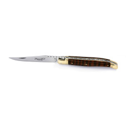 Laguiole knife with Mimosa Wood handle and brass bolsters