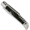 Couteau Laguiole manche en corne noire avec tire-bouchon et mitres en inox