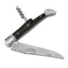 Laguiole knife with corkscrew, Ebony wood handle, 2 stainless steel bolsters, 11 cm