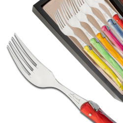 Set of 6 Laguiole forks assorted color plexiglas handles