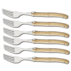 Set of 6 Laguiole forks pearly white plexiglas handles