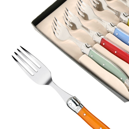 Set of 6 Laguiole forks in assorted colors