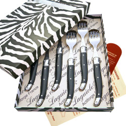 Box of 6 black ABS Laguiole forks