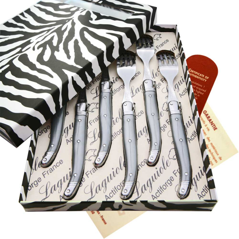 Box of 6 gray ABS Laguiole forks