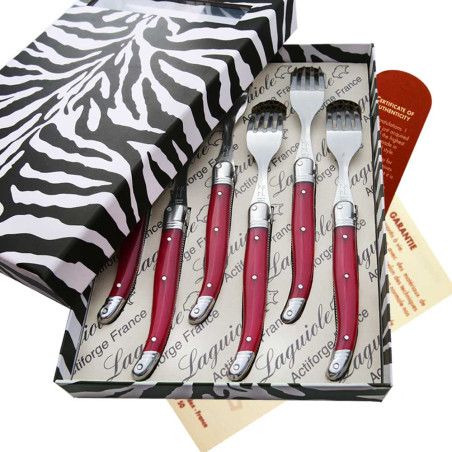 Box of 6 Laguiole ABS fushia forks