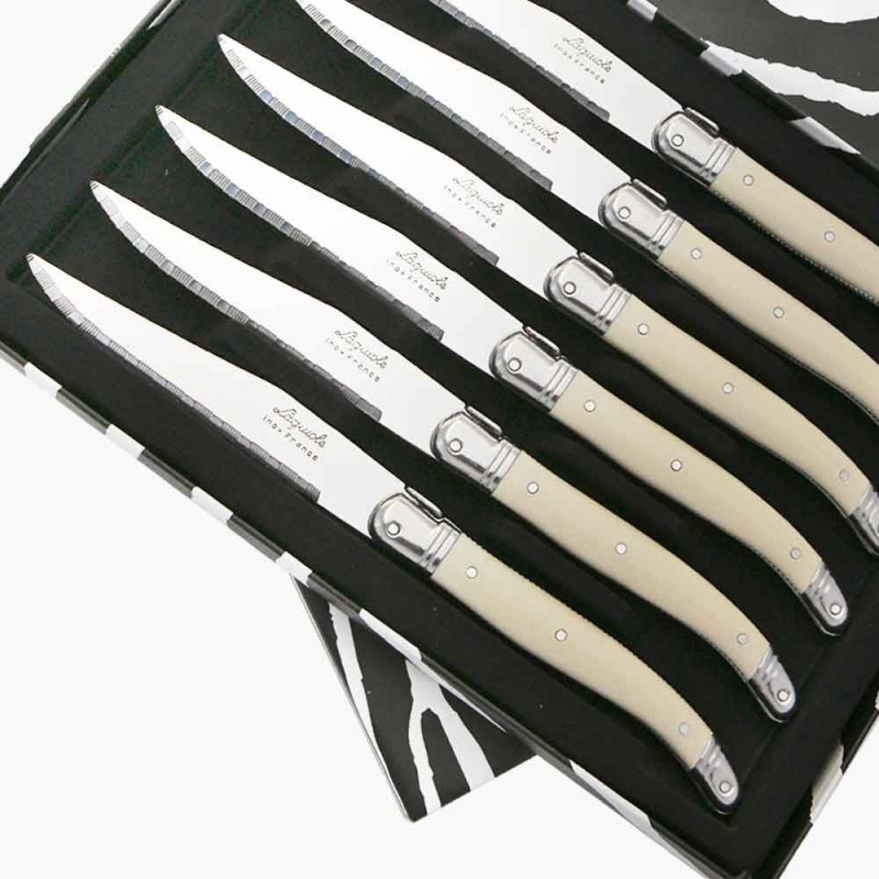 Set of 6 Laguiole steak knives ABS white