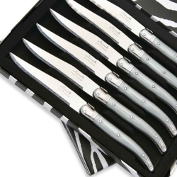 Set of 6 Laguiole steak knives ABS grey