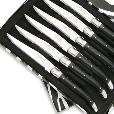 Set of 6 Laguiole steak knives ABS black