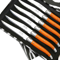Set of 6 Laguiole steak knives ABS orange