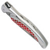 Laguiole bird knife aluminium with red and white tiles
