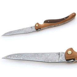 Laguiole bird knife palissander and olive wood handle with damascus blade
