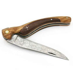 Laguiole bird knife palissander and olive wood handle with damascus blade