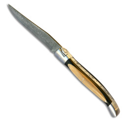 Laguiole Freemason’s Knife ebony and boxwood handle, damascus blade
