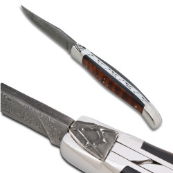 Laguiole Freemason’s Knife ebony and mimosa wood handle, damascus blade