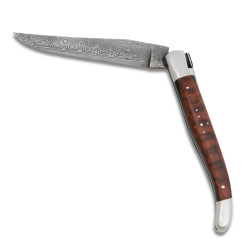 Laguiole Freemason’s Knife ebony and mimosa wood handle, damascus blade