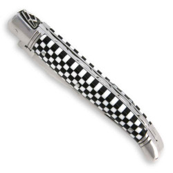 Laguiole Freemason’s Knife with black and white checkerboard handle