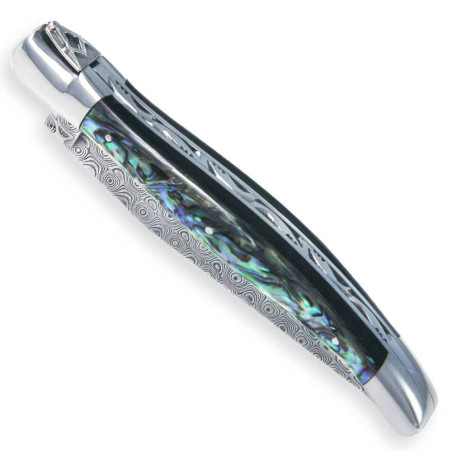 Laguiole Freemason’s Knife abalone handle, damascus blade