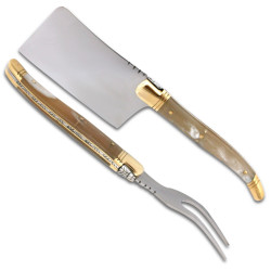 Laguiole Cheese knife set blonde Horn Handle