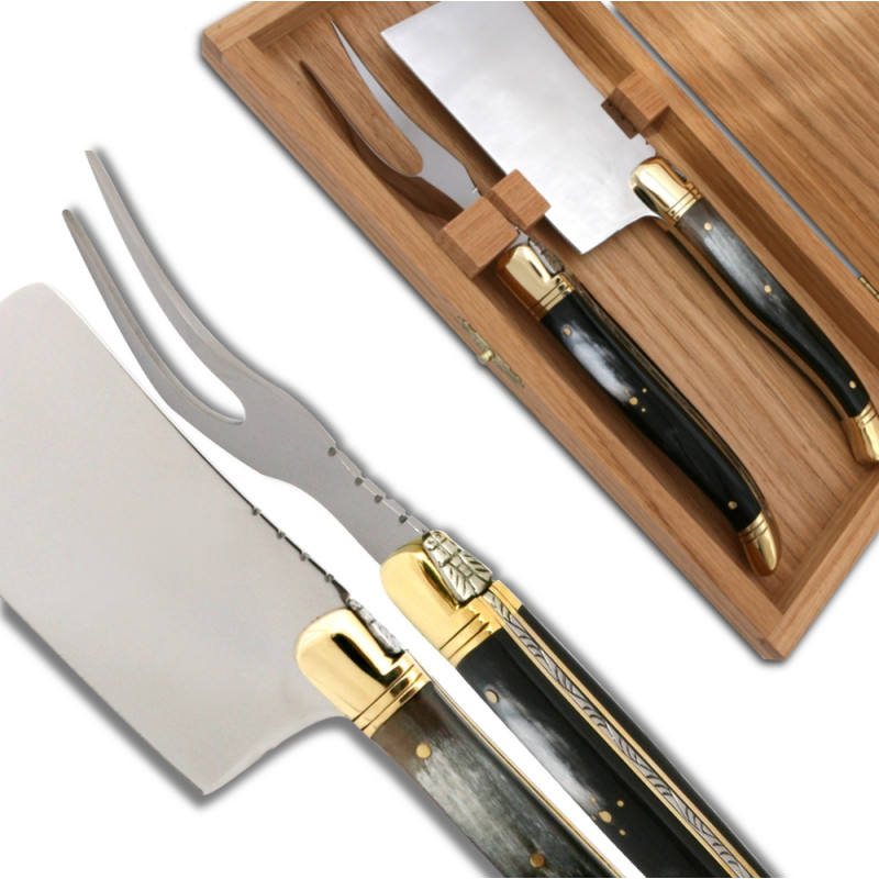 Laguiole Cheese knife set Black Horn Handle