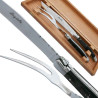 Laguiole Carving Set Black Horn Handle with stainless steel bolsters