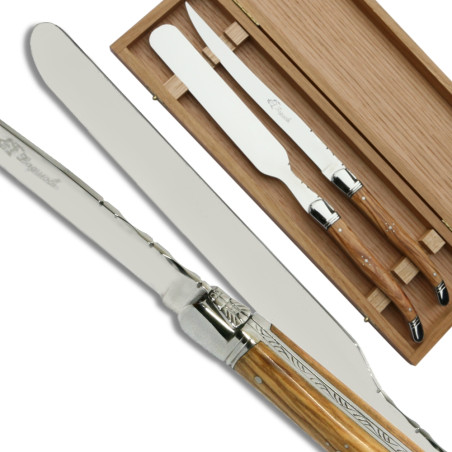 Laguiole Foie gras server olive wood handle