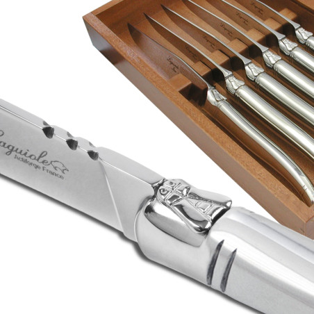 Set of 6 Prestige Laguiole steak knives stainless steel fully forged polished finish