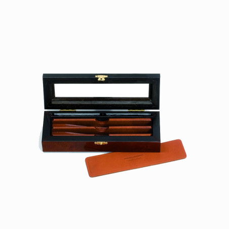 Deluxe elm burl box for 2 straight razors set