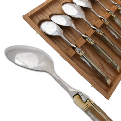 Set of 6 Laguiole soup spoons blonde  horn handle