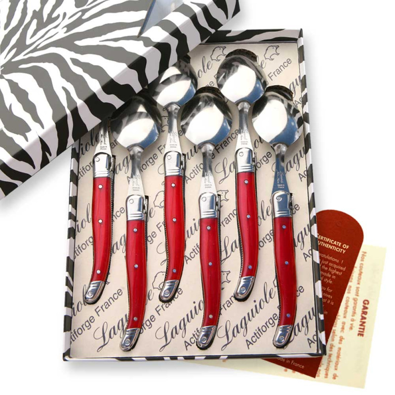 Box of 6 Laguiole ABS red soup spoons