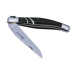 Couteau Laguiole avec manche en ébène et rayures en os blanc