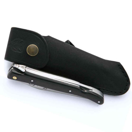 Laguiole with lock-back system ebony  + leather sheath