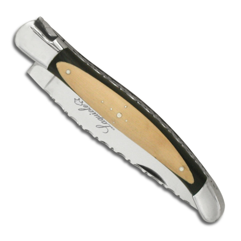 Couteau Laguiole avec un manche bi-matière ébène et buis
