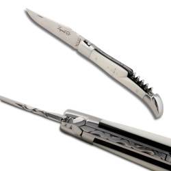 Laguiole knife with Ebony and Izmir handle, corkscrew