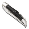 Ebony Wood Laguiole knife, spring and plates fileworked, with corkscrew