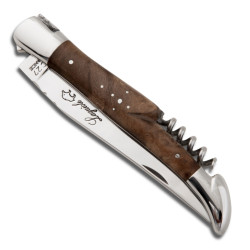Laguiole knife with stabilized Walnut handle, corkscrew