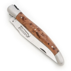 Laguiole Knife Thuya Burl Handle, bee inlayed mother of pearl
