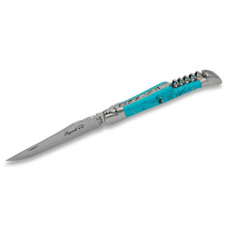 Couteau Laguiole en Turquoise avec tire-bouchon