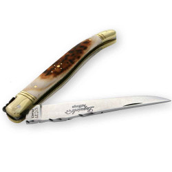 Couteau Laguiole manche en bois de cerf laiton